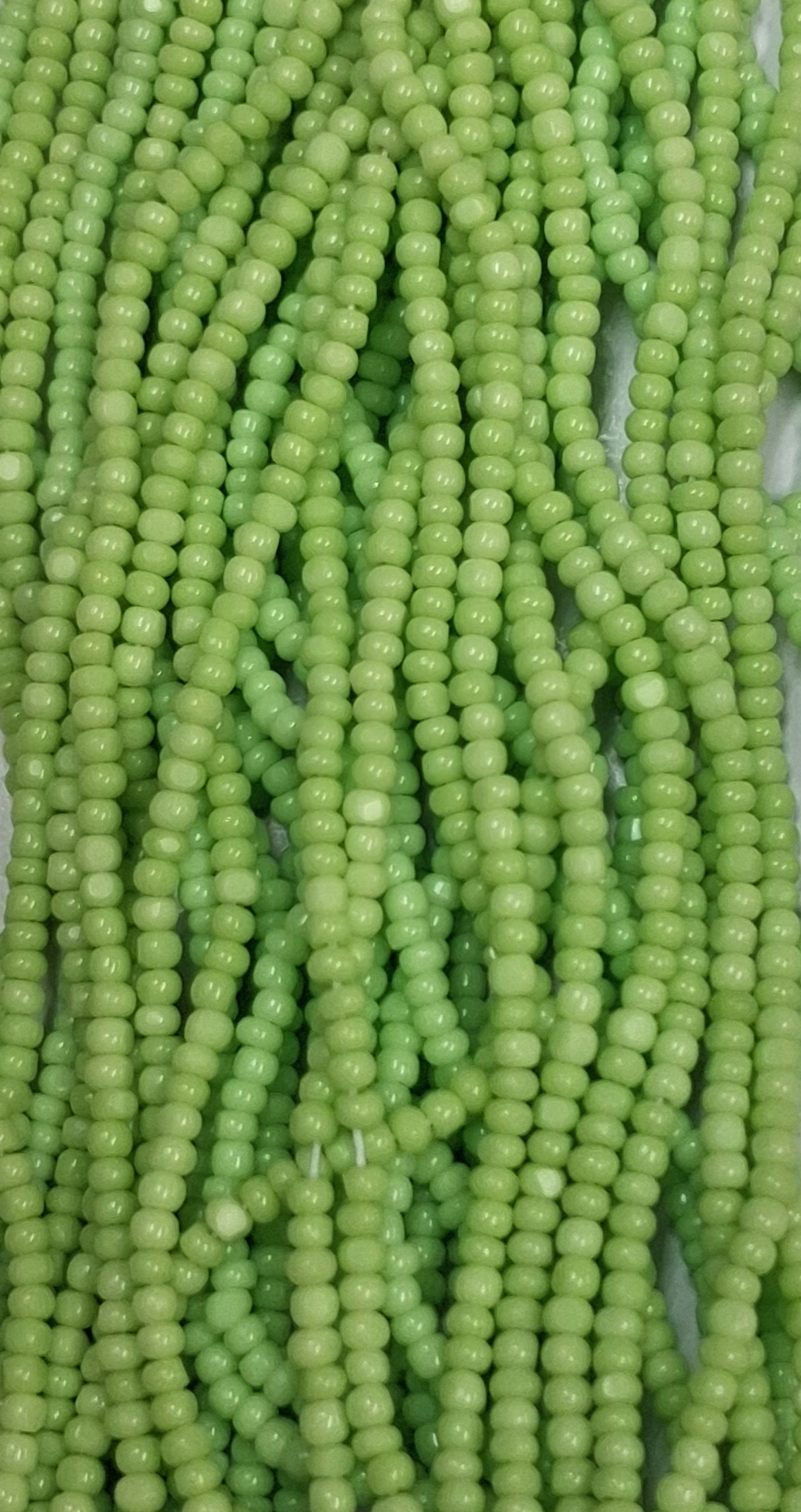 Size 13/0 Charlotte cut seed beads  Lime Green OP full hank