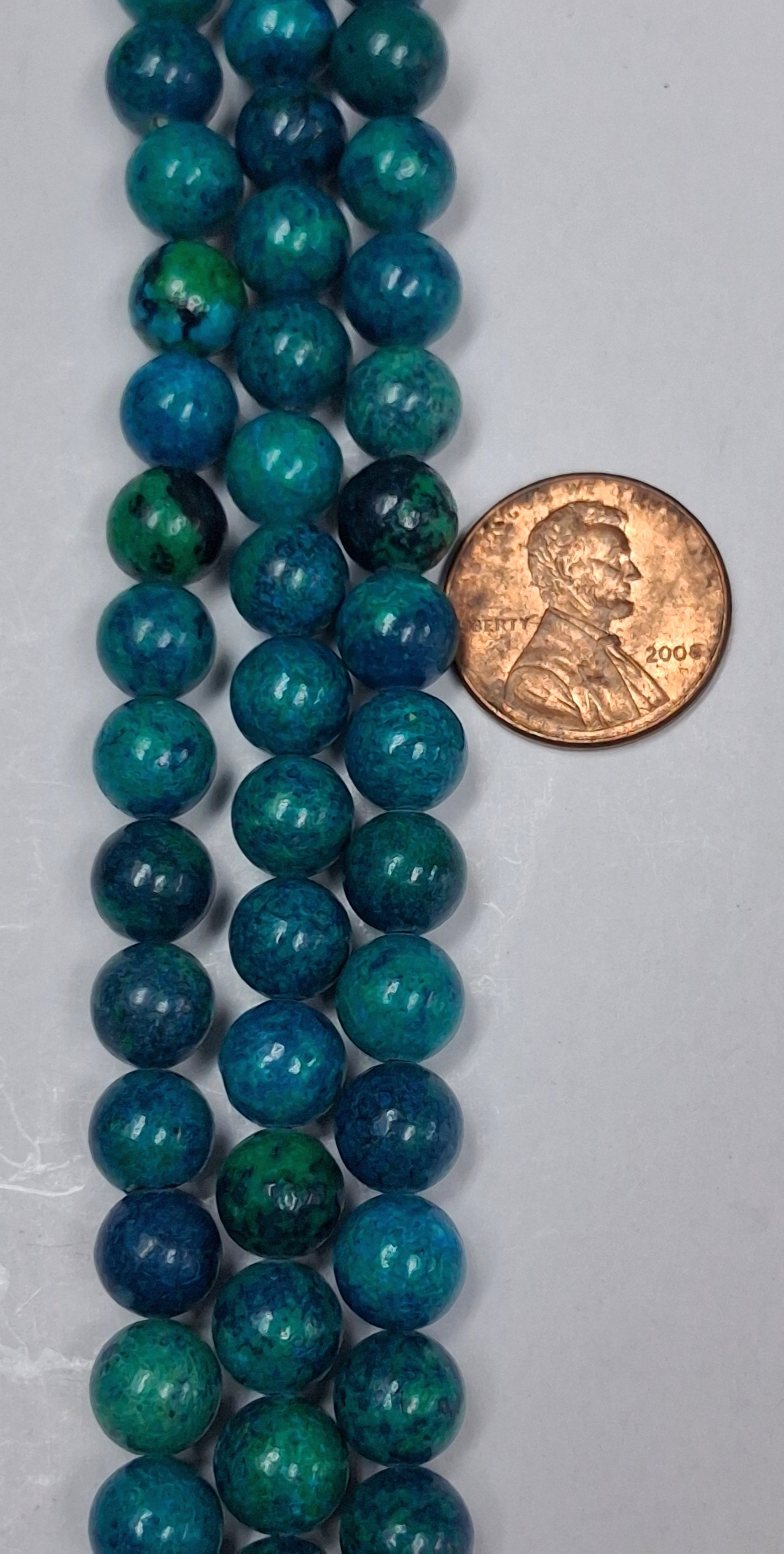 Azurite Chrysocolla 8 mm round beads 8 inch strand