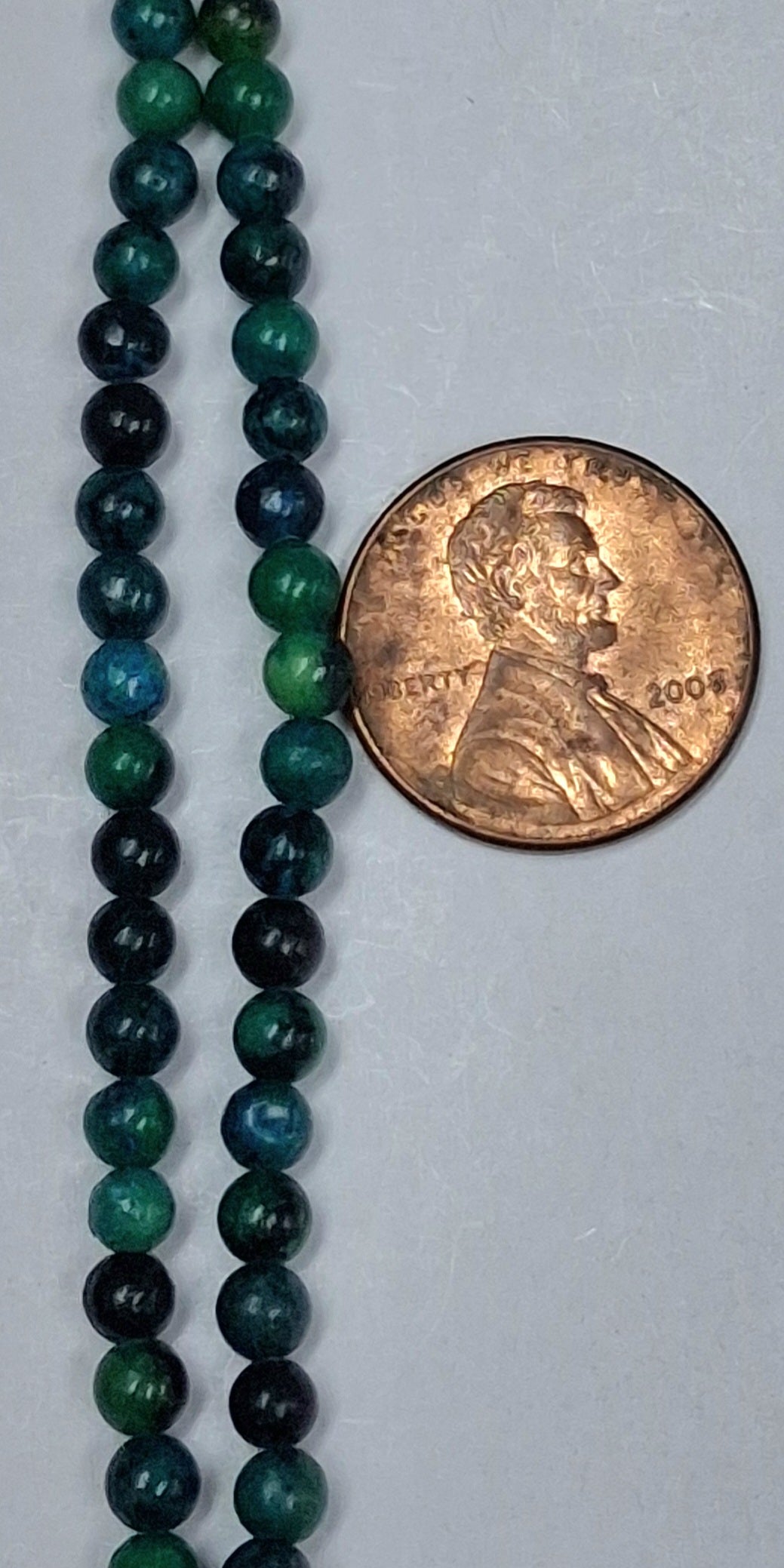 Azurite Chrysocolla 4 mm round beads 8 inch strand