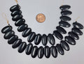 Black Onyx Overlapping Oval 12x21 mm 7 inch strand