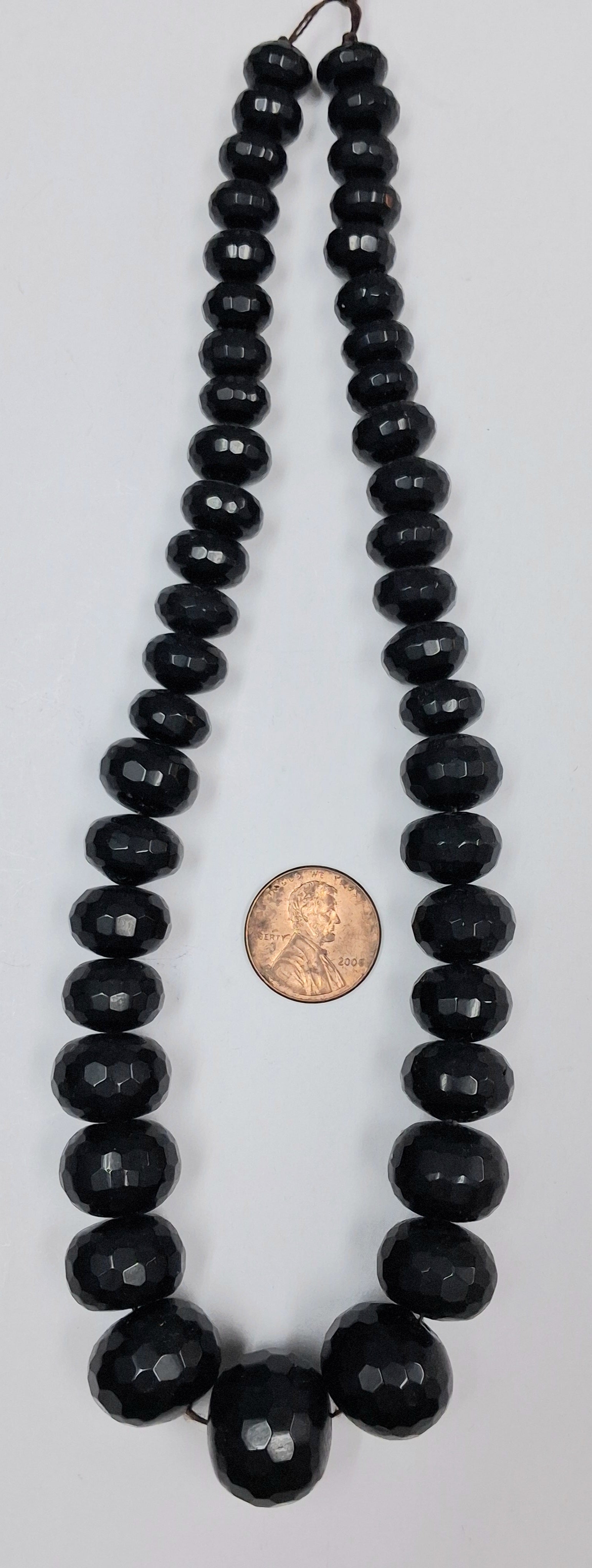 Black Onyx Faceted Graduated Rondelles 7x 20 mm 5,5 inch strand