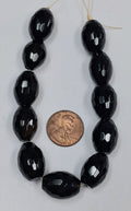 Black Onyx Faceted Barrel Beads 13x 20 mm 7.5 inch strand