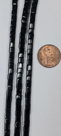 4mm x 4mm Black Onyx Cube Beads 8 inch strand