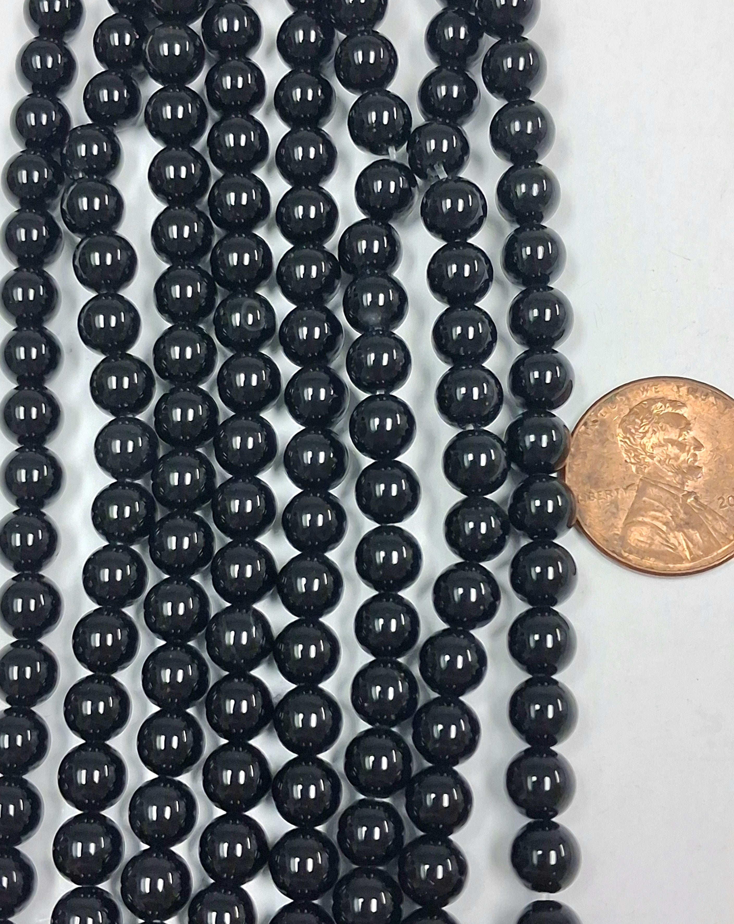 6 MM Round Black Onyx 7.5 inch strand