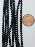 3 mm Round Black Onyx 7.5 inch Strand