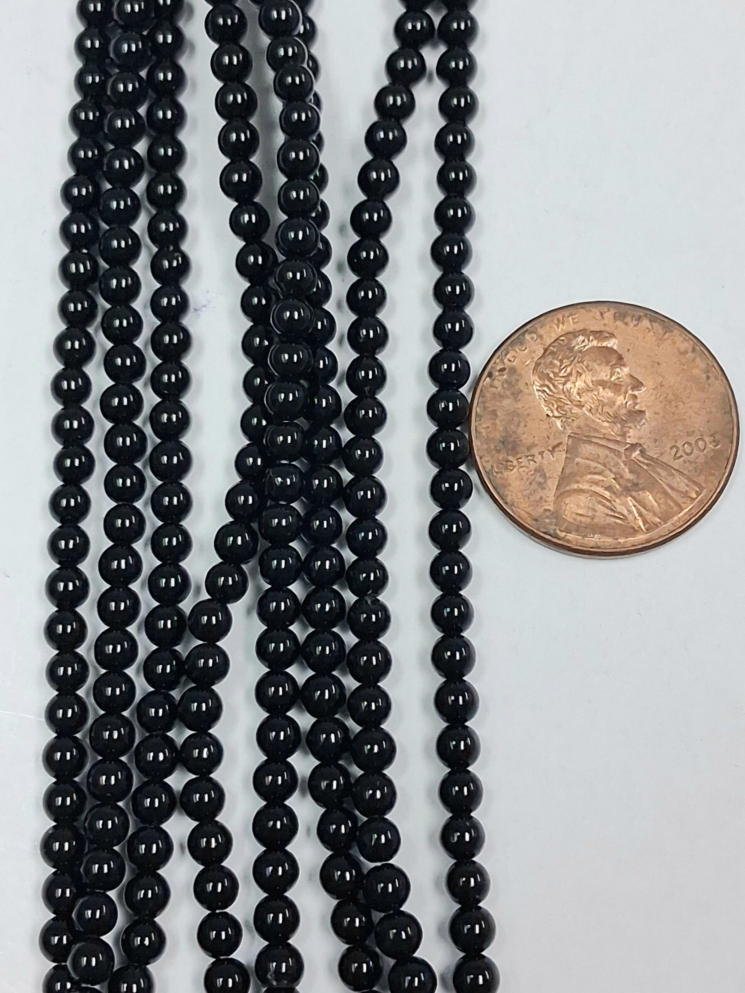 3 mm Round Black Onyx 7.5 inch Strand