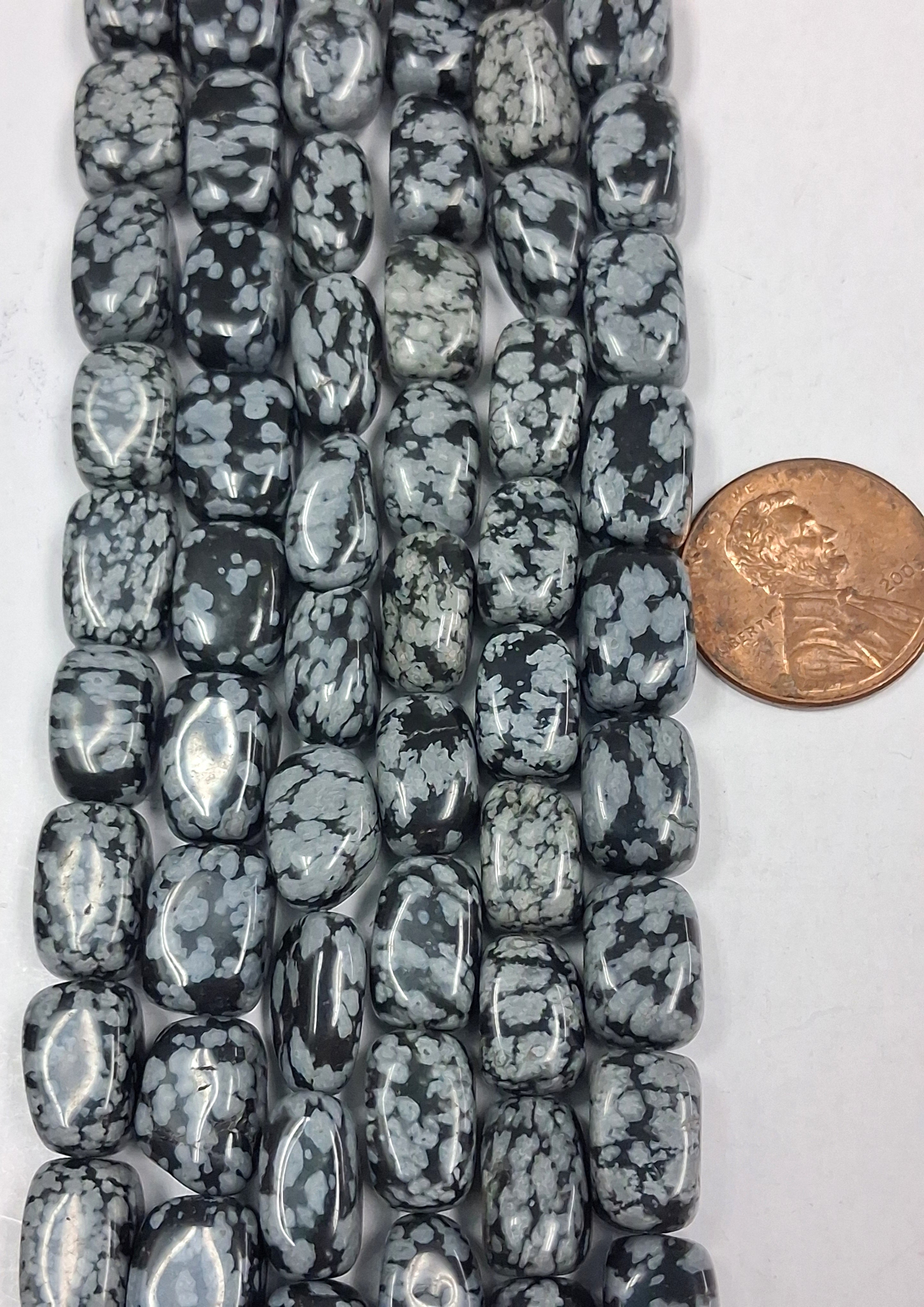 Snowflake Obsidian  8 x 12 mm Nuggets  7.5 inch strand