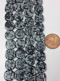 Snowflake Obsidian  12 mm Squares  8  inch strand