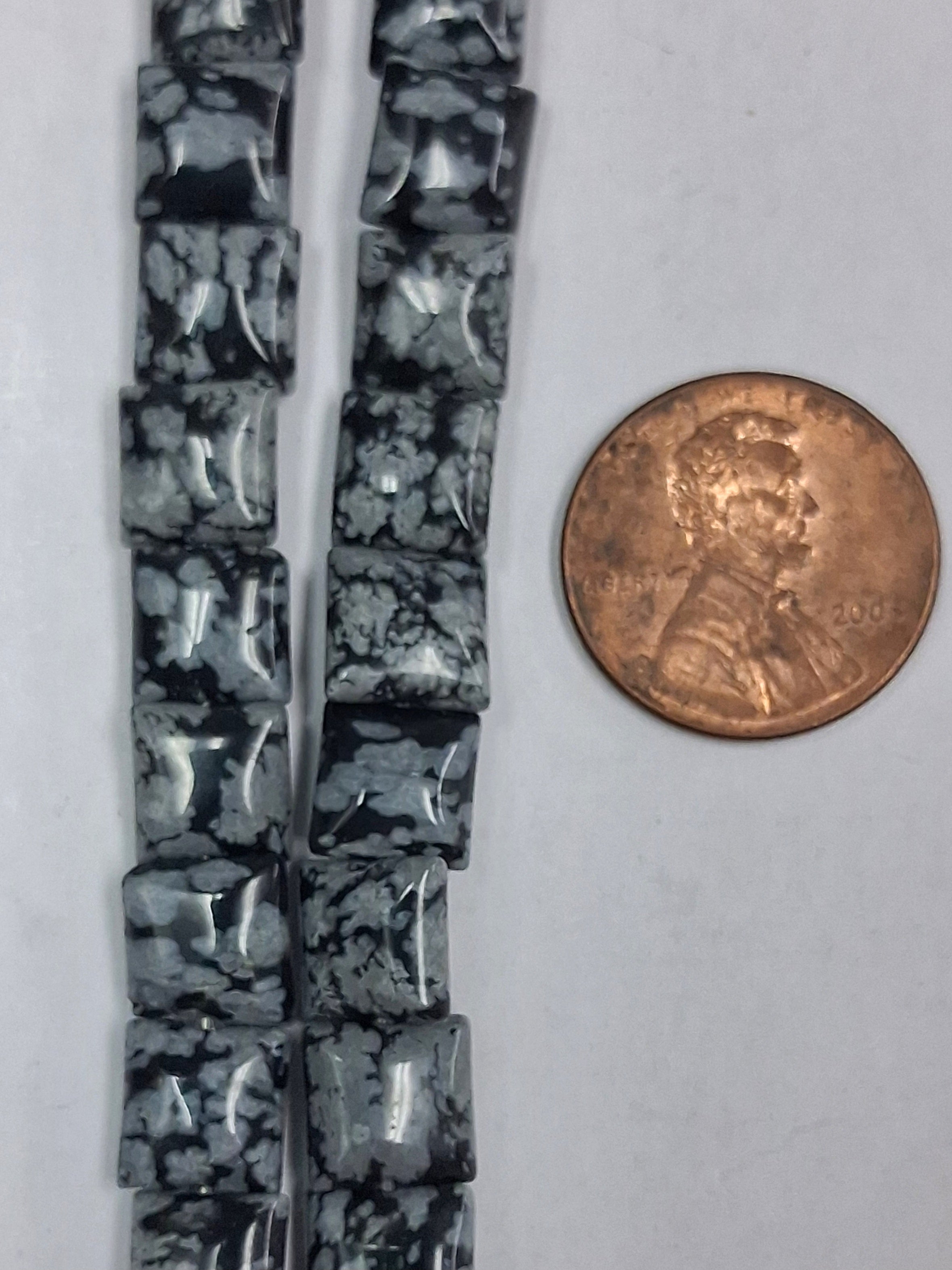 Snowflake Obsidian  8mm Chicklet   8  inch strand