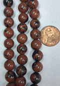 Mahogany Obsidian  10 mm round beads 8 inch strand