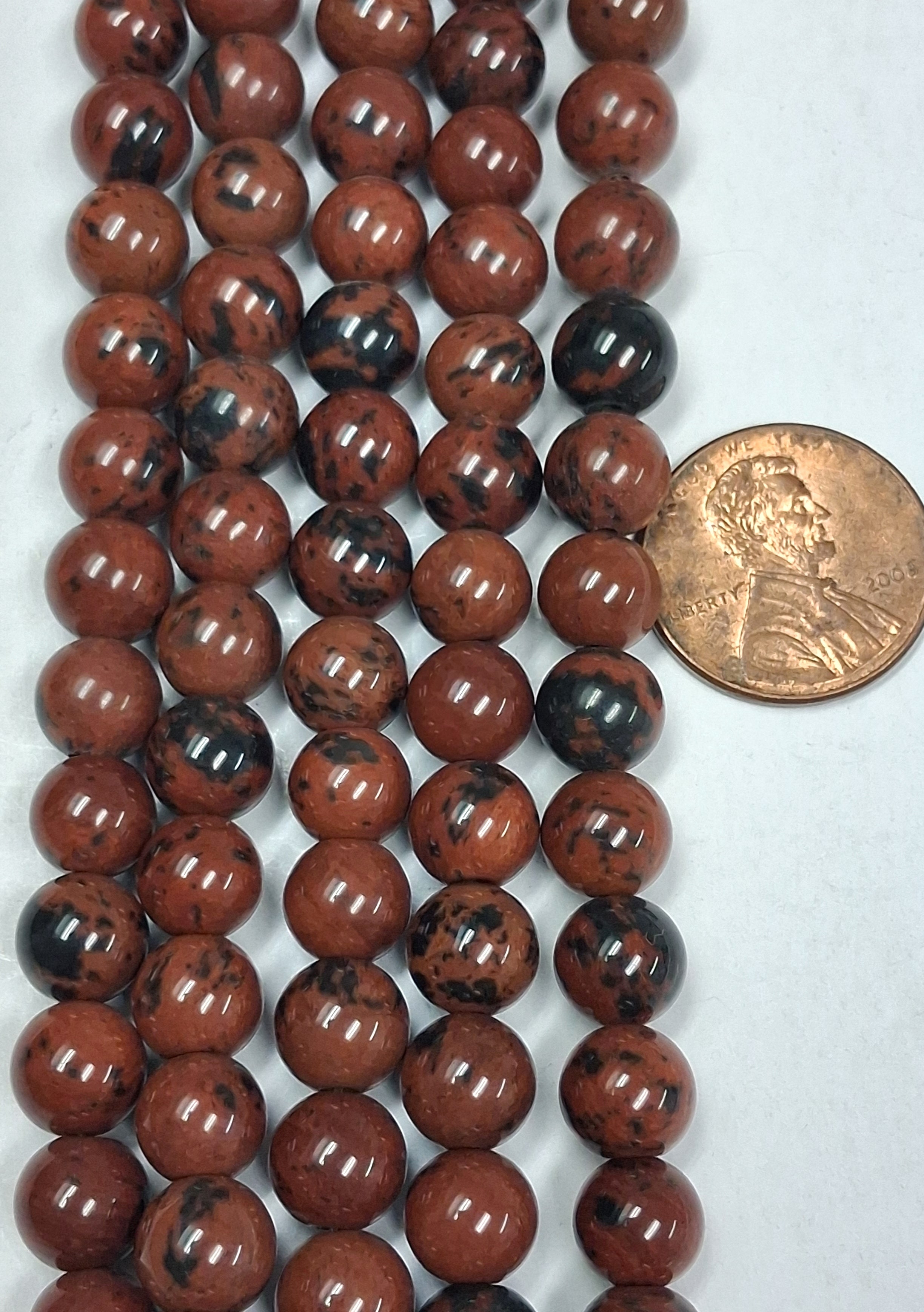 Mahogany Obsidian  8 mm round beads 7.5 inch strand