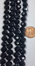 Black Obsidian Faceted 10mm Round Beads 6.5 inch strand