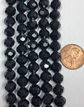 Black Obsidian Faceted 8mm Round Beads 6.5 inch strand
