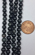 Black Obsidian 6mm Round Beads   8  inch strand