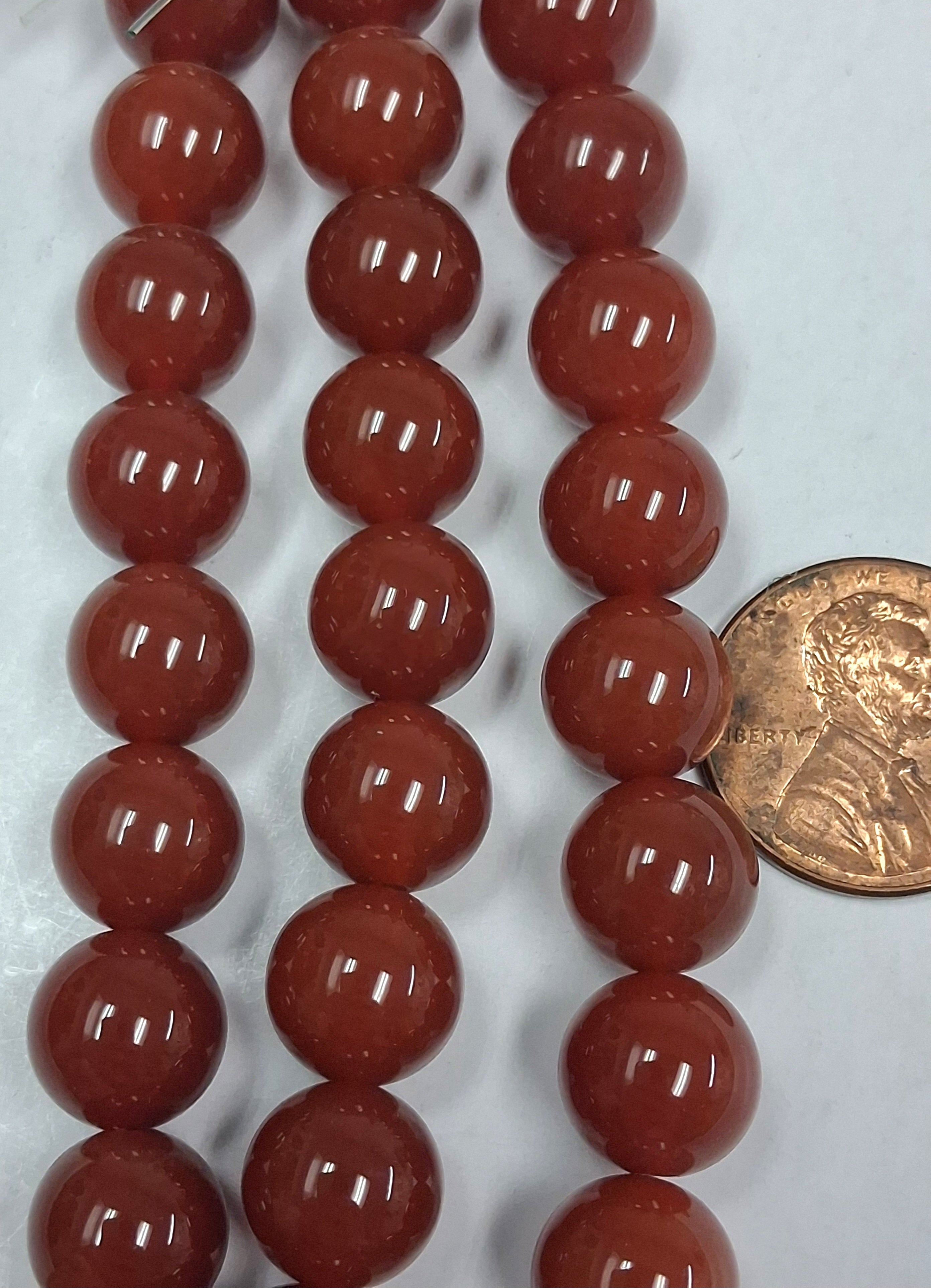 Carnelian 10 mm round beads 8 inch strand