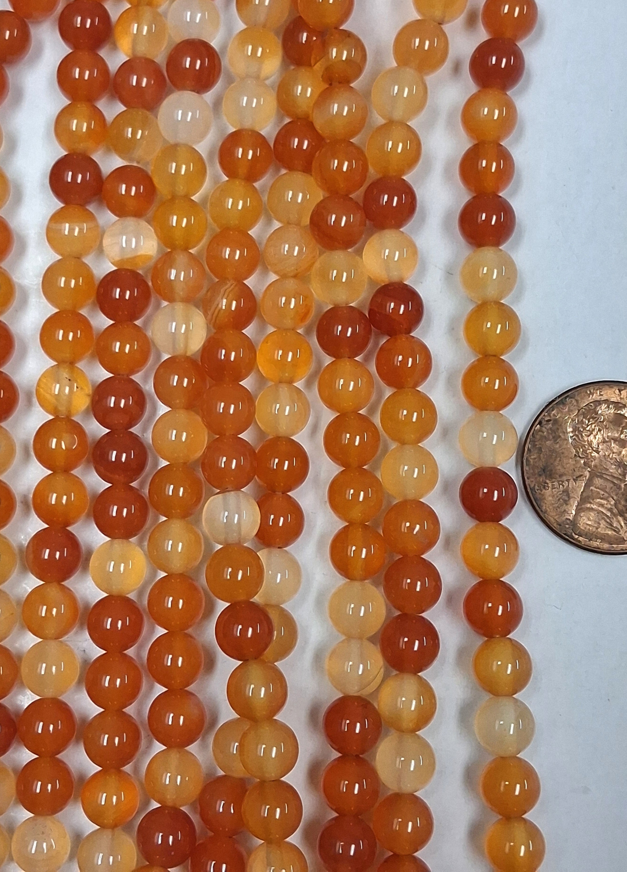 Carnelian 6 mm round beads 7.5 inch strand