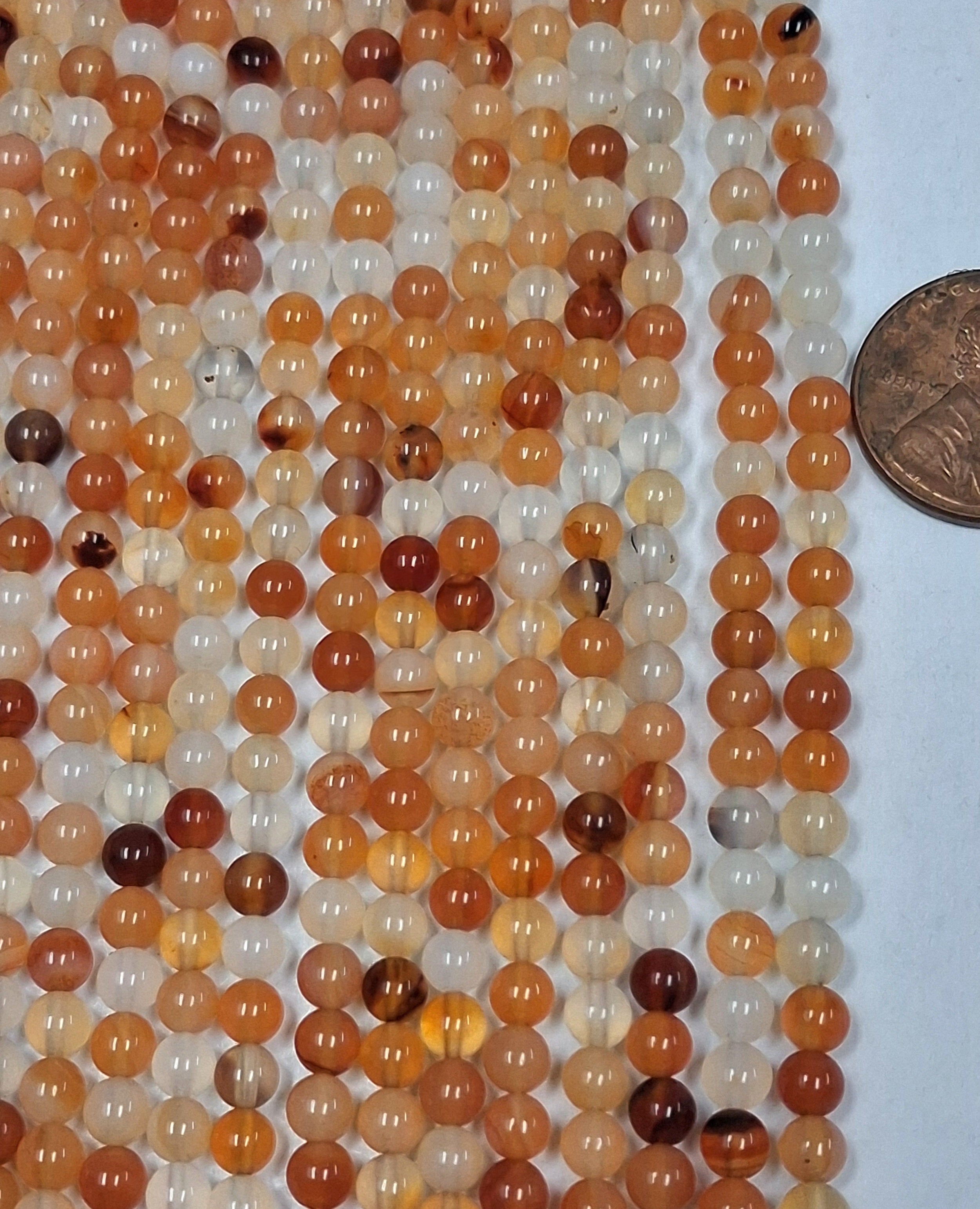 Carnelian 4 mm round beads 8 inch strand