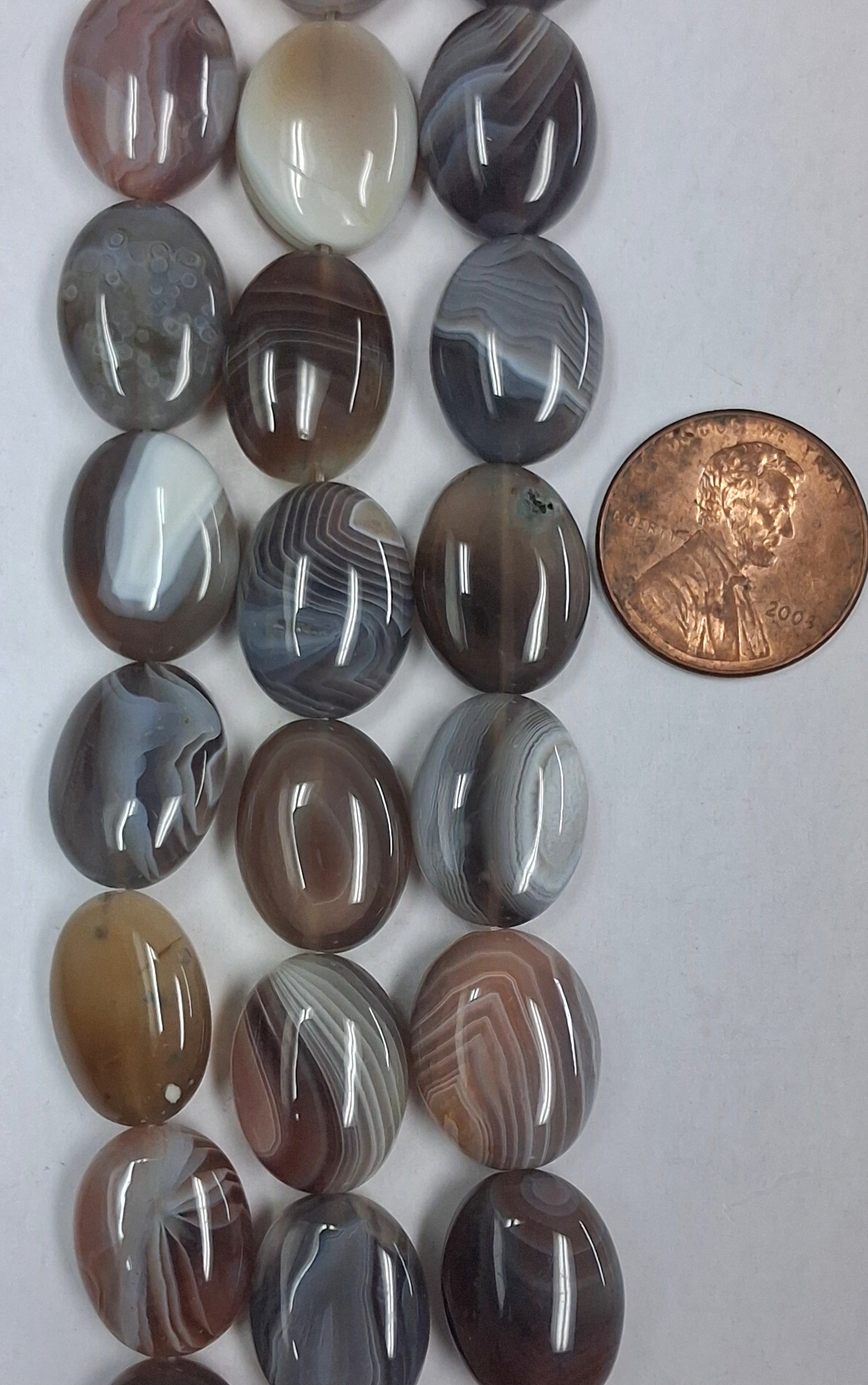 Botswana Agate  Oval 12 x 16   7 inch strand