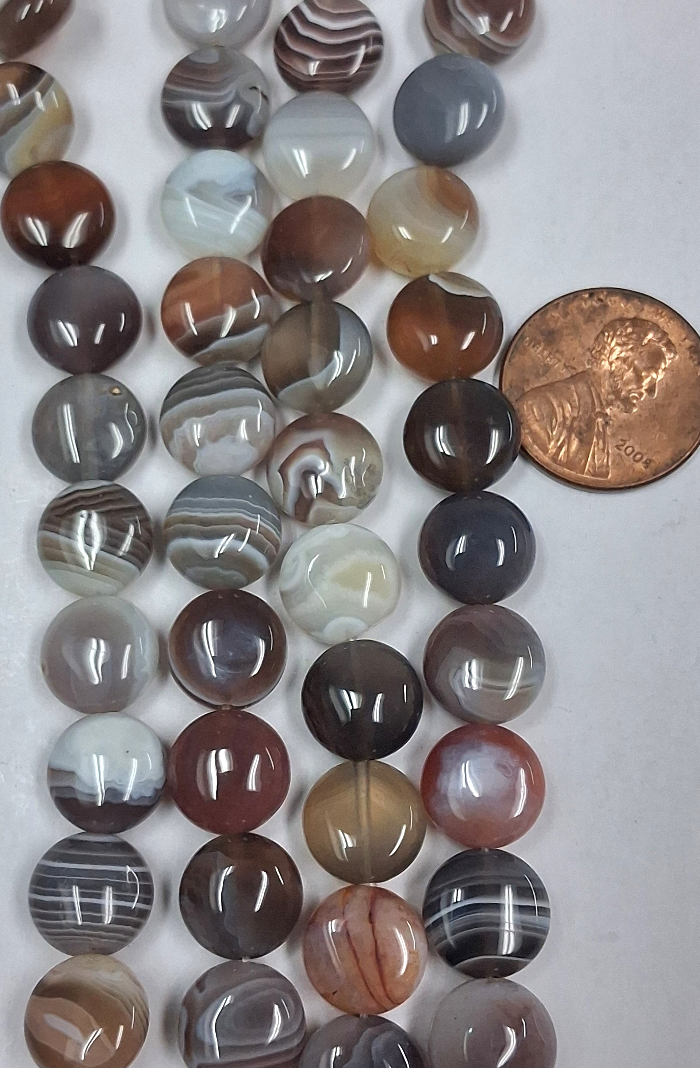 Botswana Agate 10 mm Coins   7 inch strand