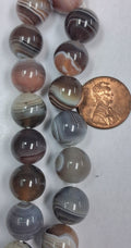 Botswana Agate  12 MM round beads   8 inch strand
