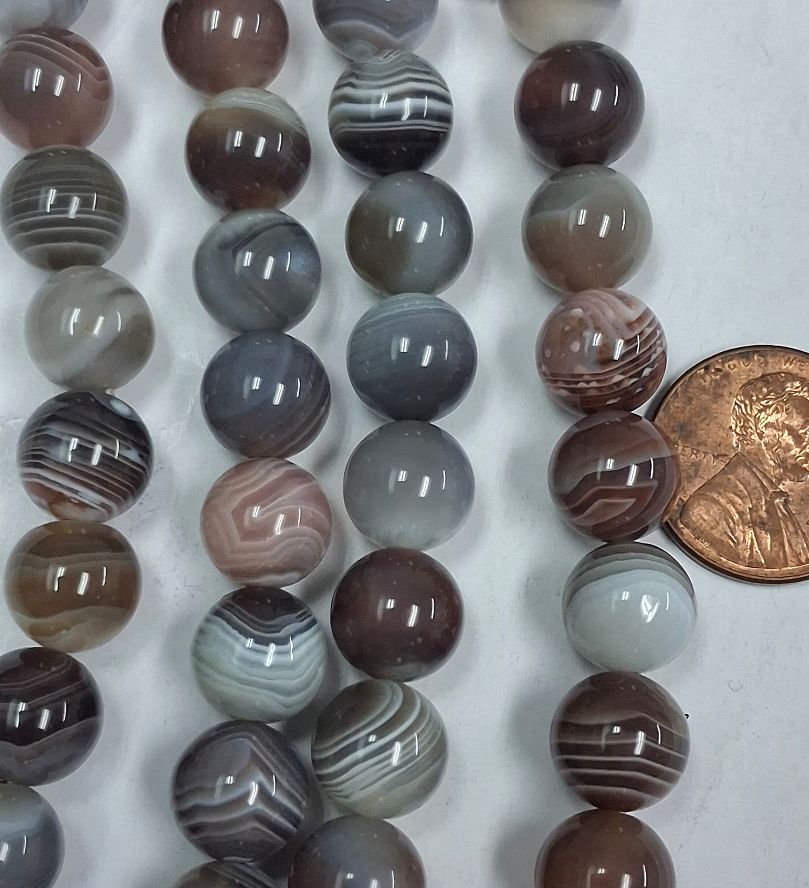 Botswana Agate  10 MM round beads   8 inch strand