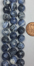 Sodalite  Faceted 10 mm round beads 8  inch strand