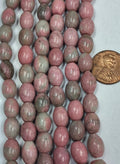 rhodonite  Barrel beads  4 x10 mm    8 inch strand