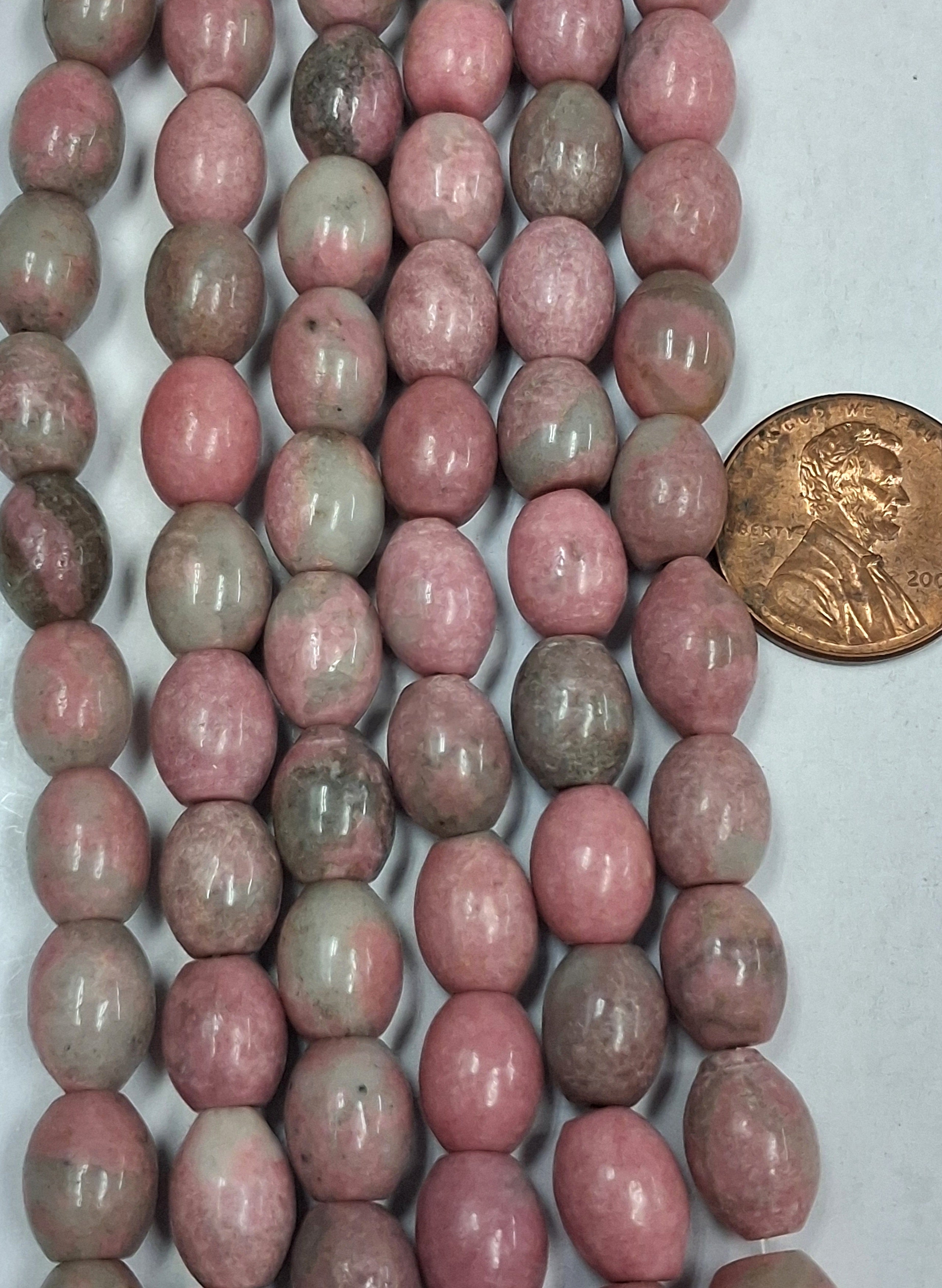rhodonite  Barrel beads  4 x10 mm    8 inch strand