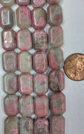 rhodonite   Rectangle beads  10x15 mm    8 inch strand