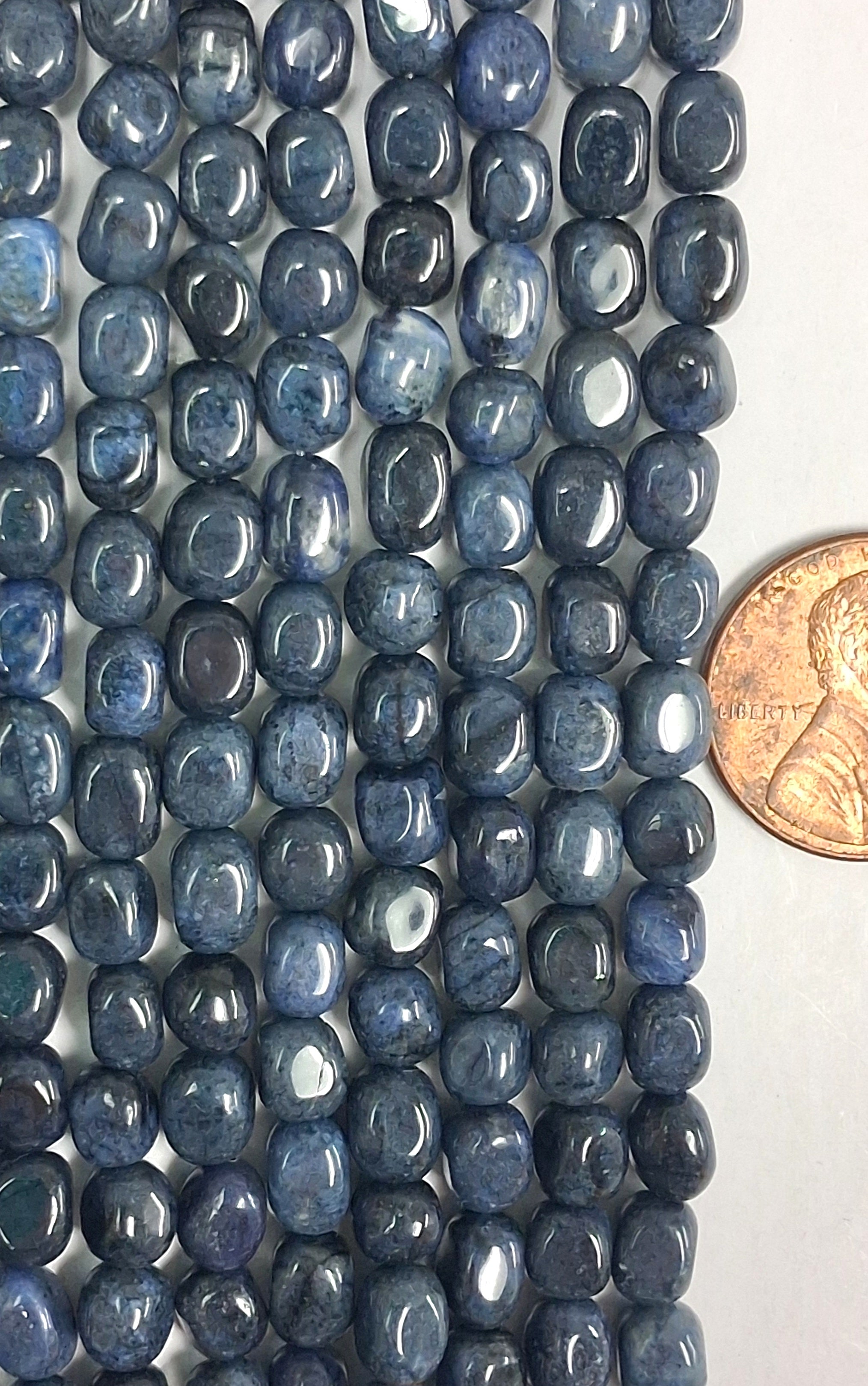 Dumortierite Pebbles beads 8 inch strand