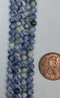 Dumortierite 4mm round beads 8 inch strand
