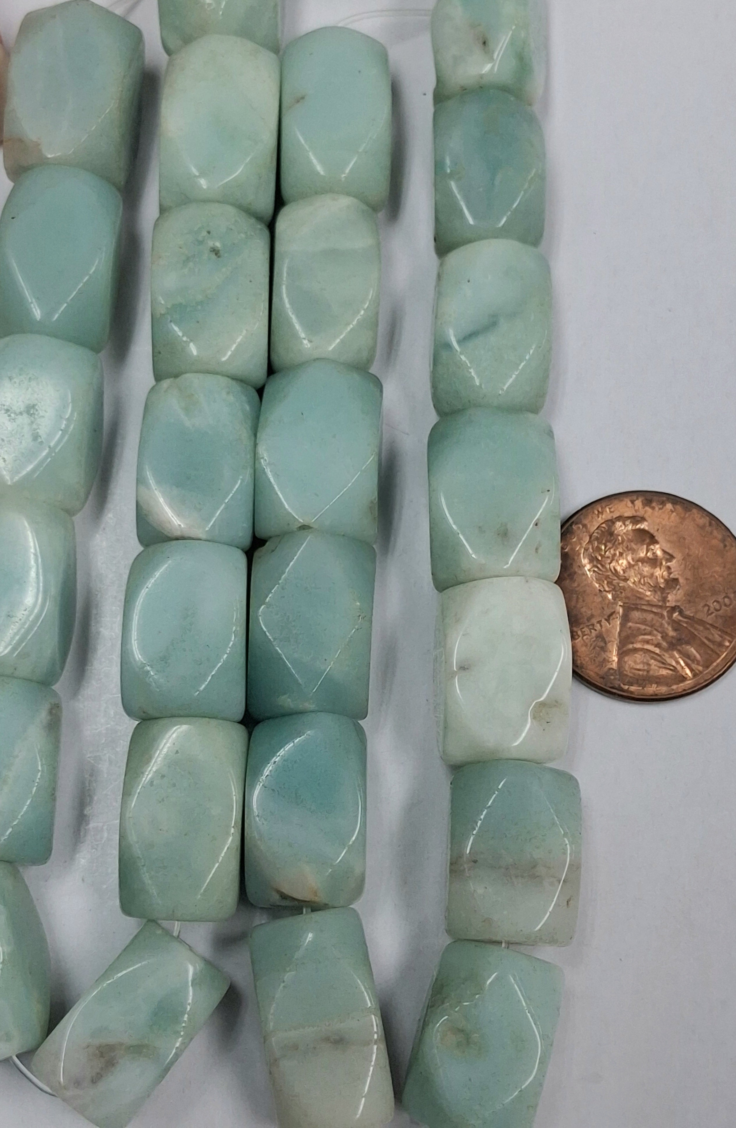 Amazonite Faceted Nugget beads   8 inch strand