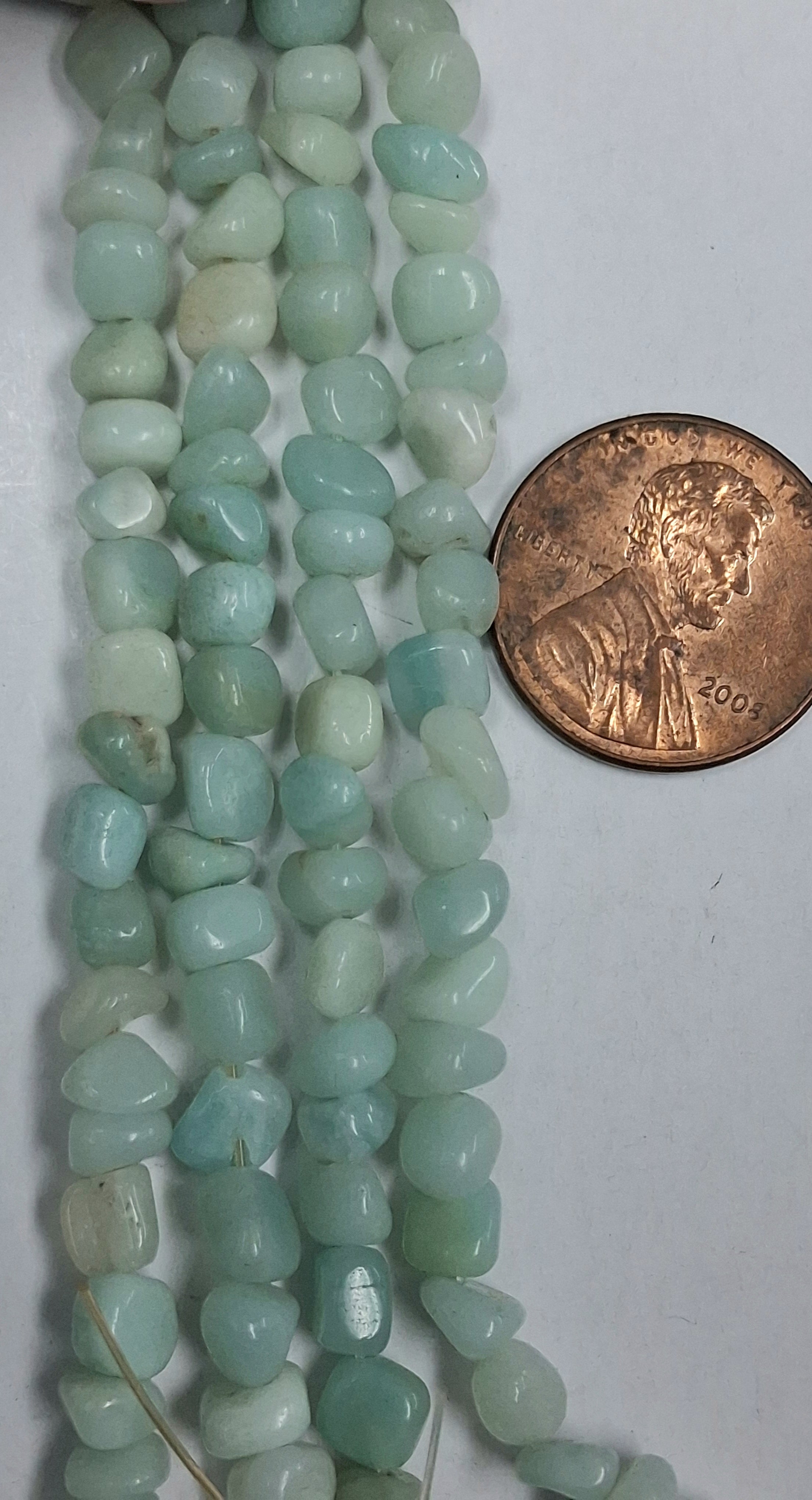 Amazonite pebbles  8 inch strand