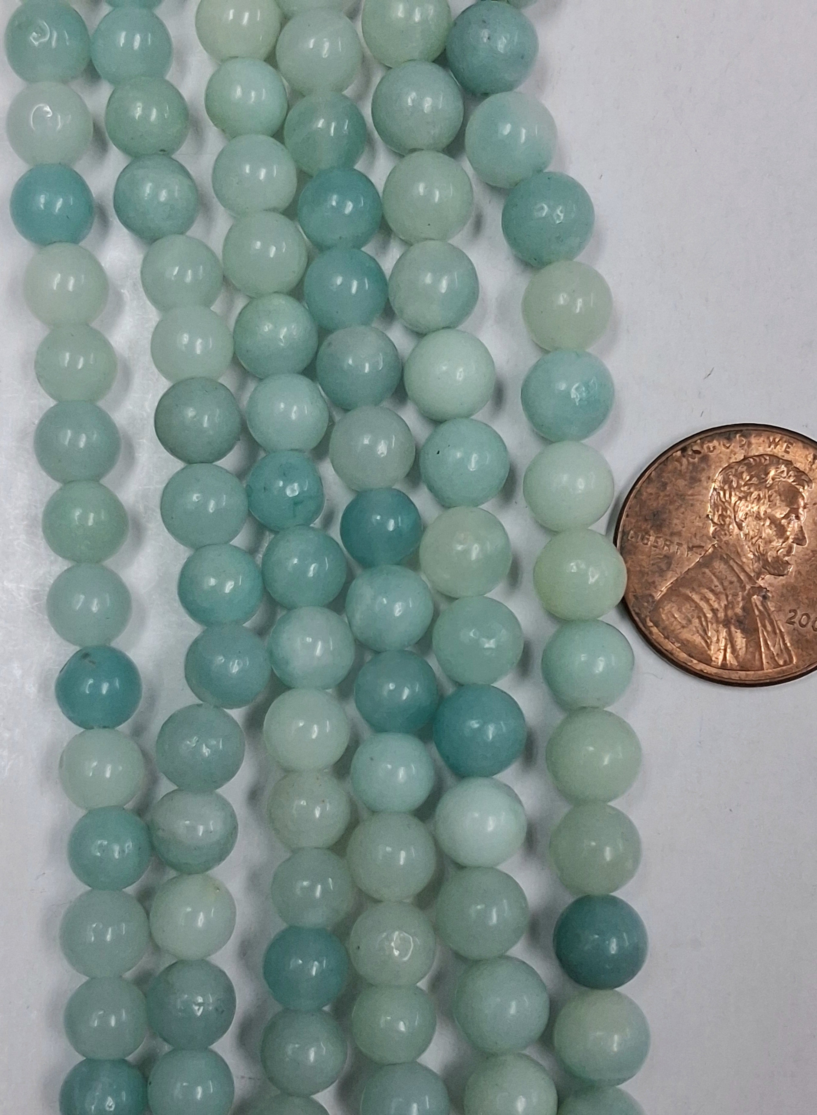 Amazonite 8 mm round beads   8 inch strand
