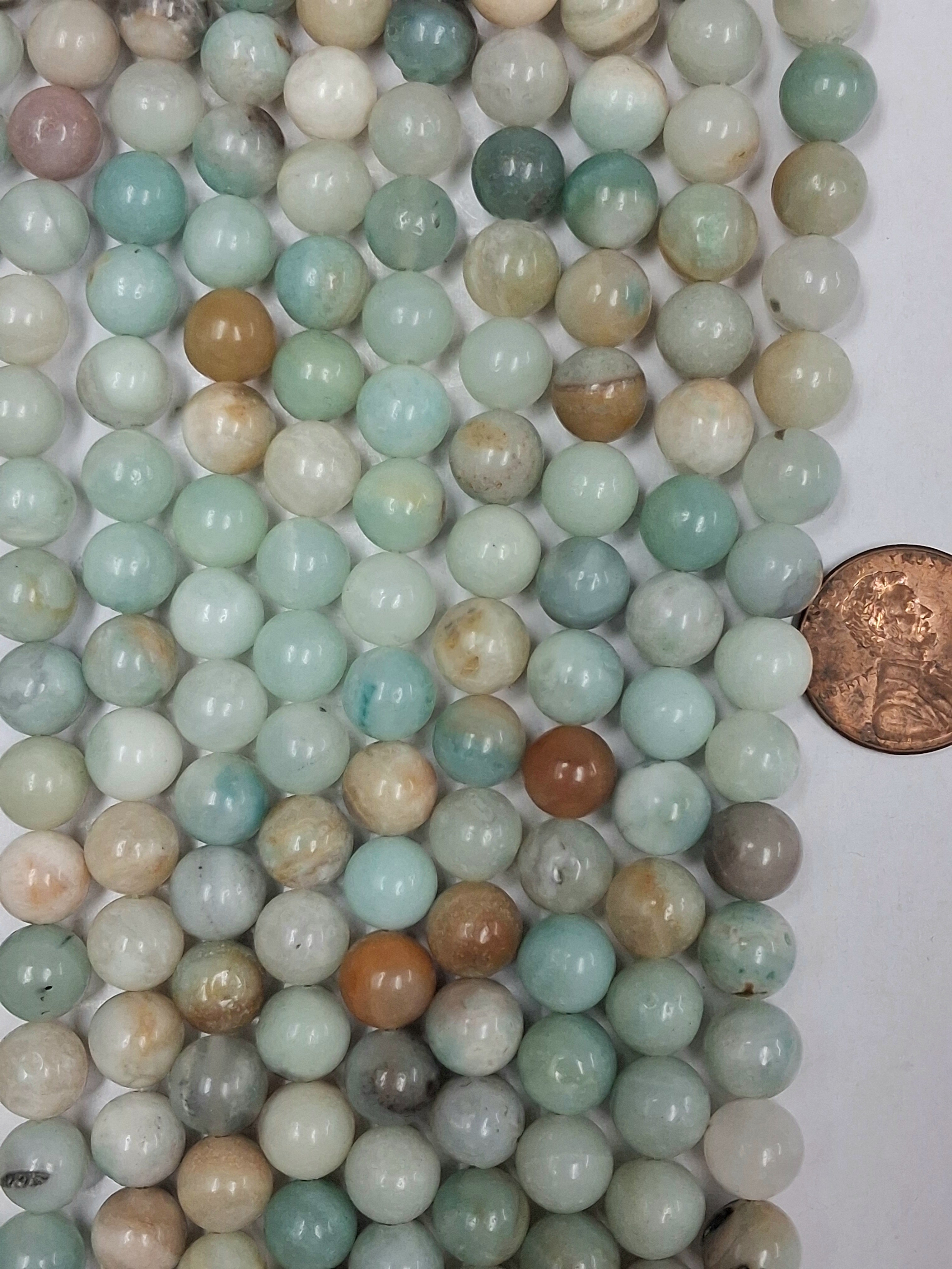 Amazonite Black Cloudy 4mm round beads 8 inch strand