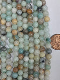 Amazonite Black Cloudy 4mm round beads 8 inch strand