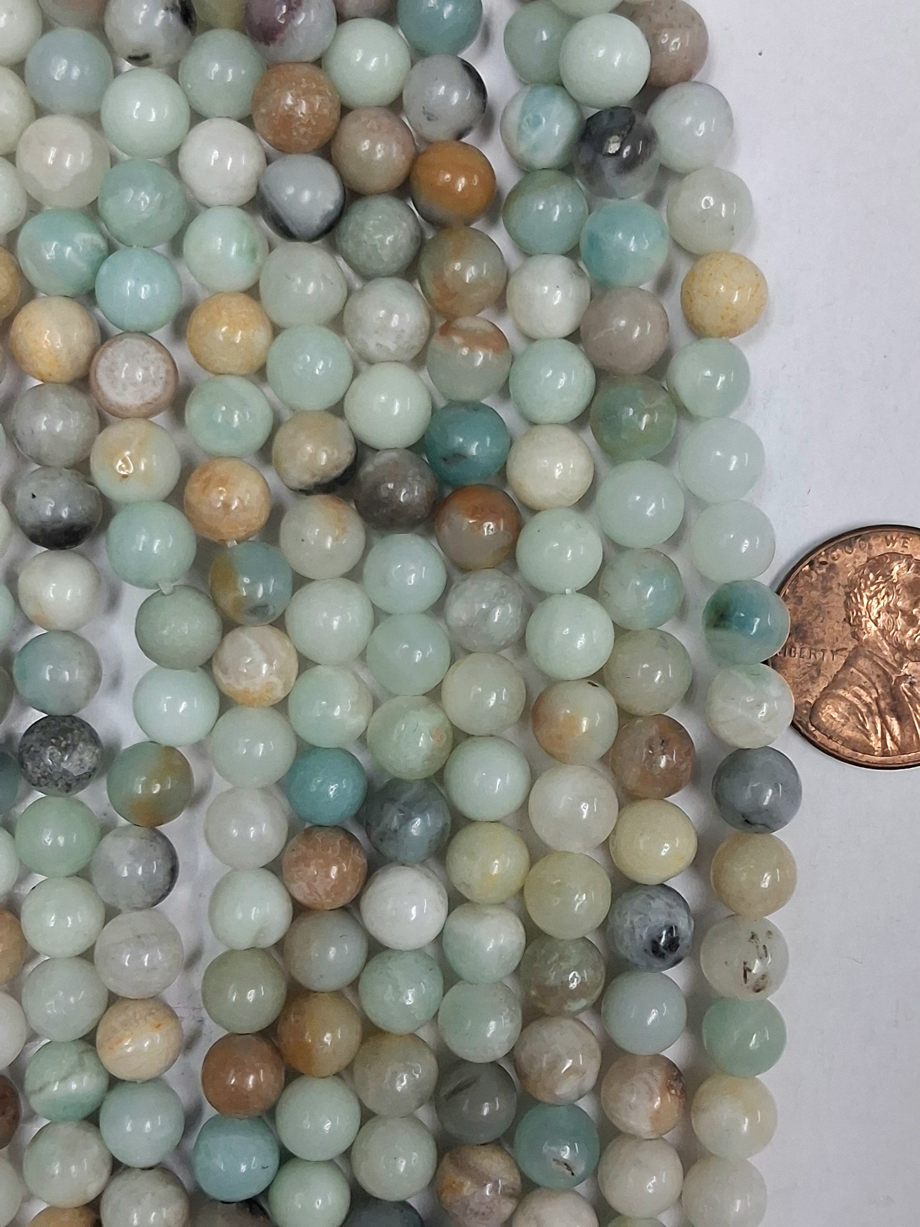 Amazonite Black Cloudy 6mm round beads 8 inch strand