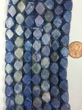 Denim Lapis Faceted Nuggets 7.5 inch strand