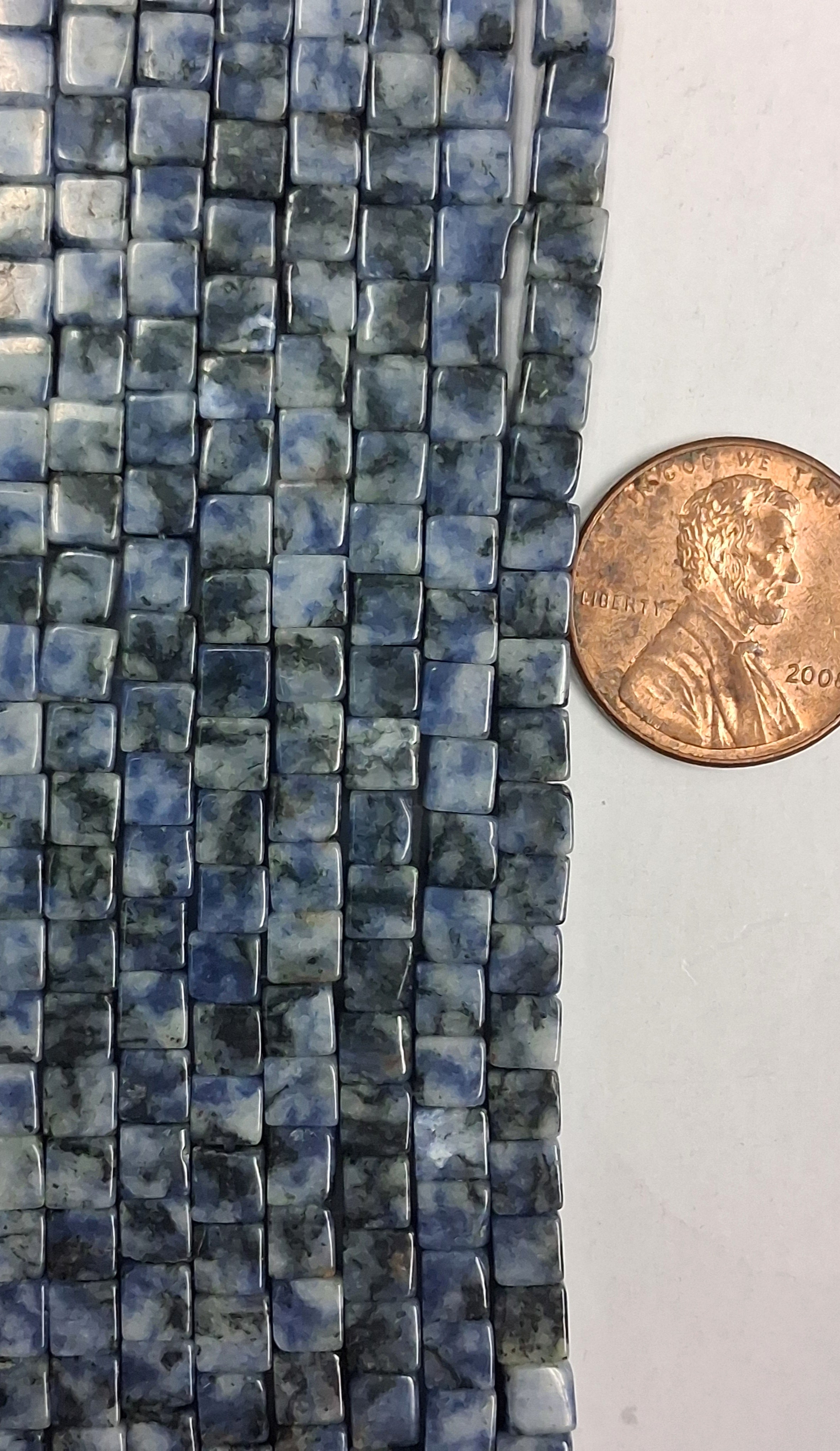 Denim Lapis   4x4mm Cube beads  8 inch strand