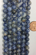 Denim Lapis   8mm Round Beads    7.5 inch strand