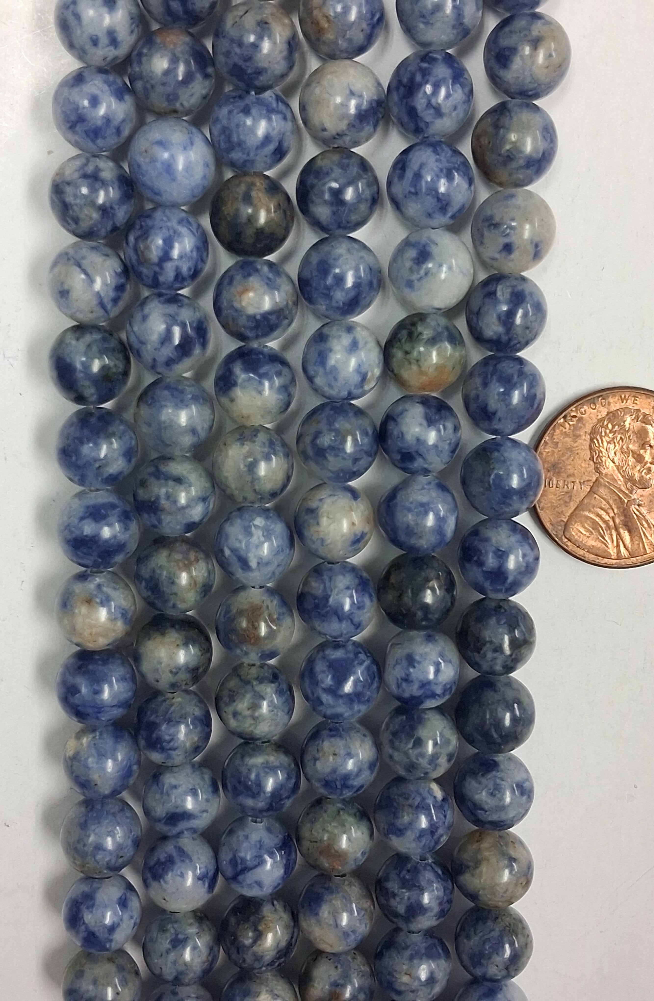 Denim Lapis   8mm Round Beads    7.5 inch strand