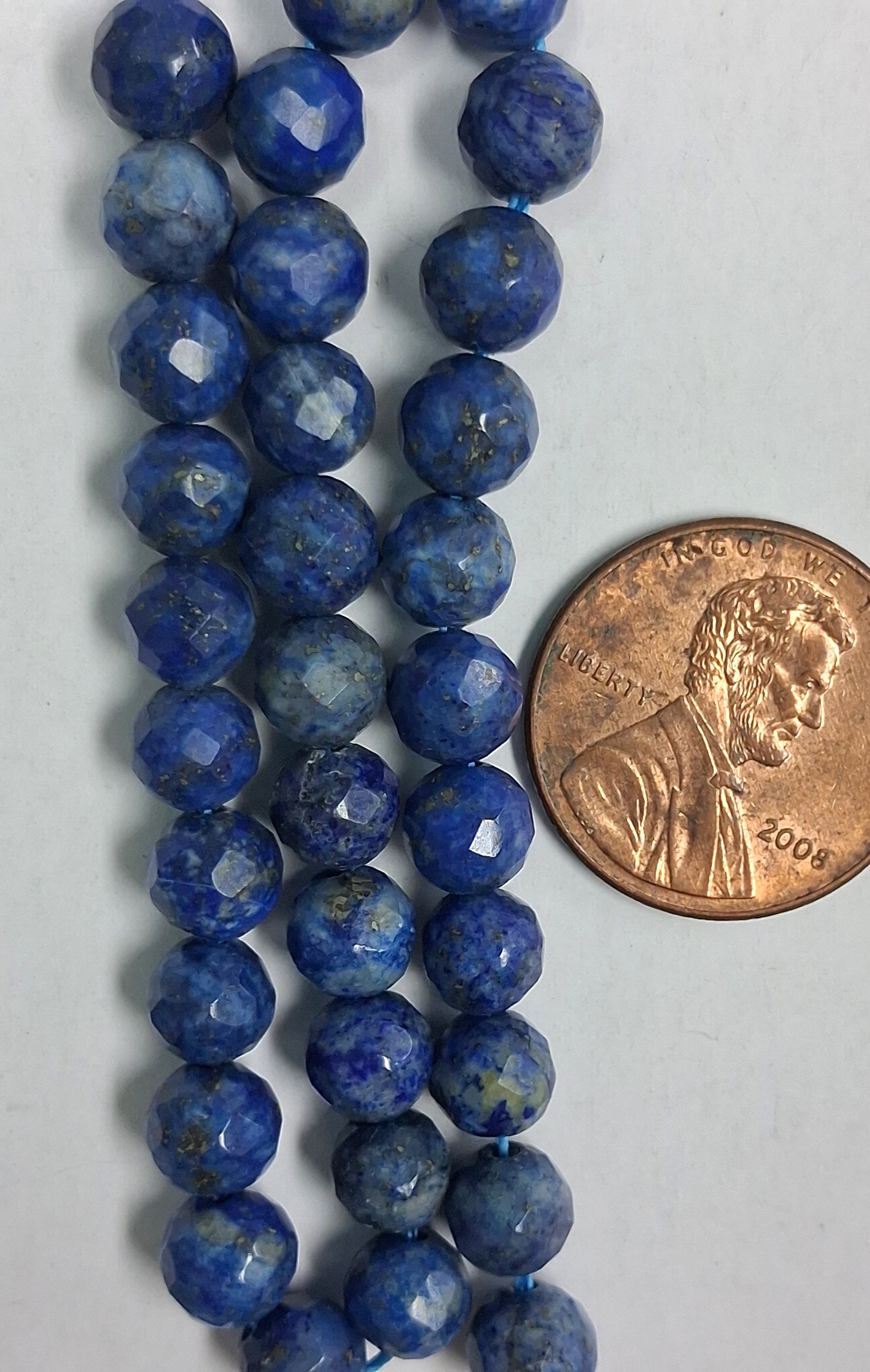 Demin Lapis A+ 6mm Round faceted beads  8 inch strand