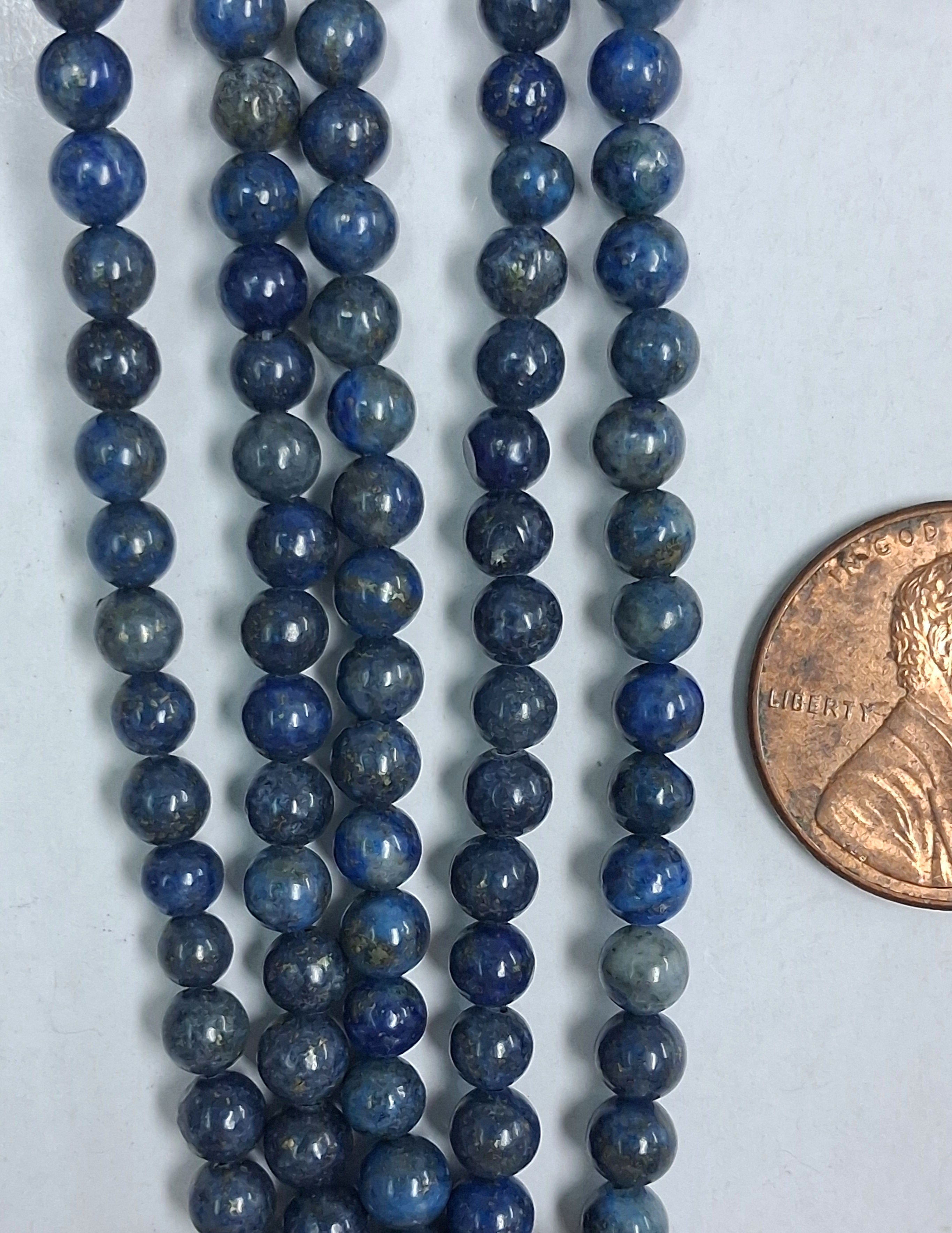 Lapis Lazuli  A+ 4mm Round Beads   7.5 inch strand