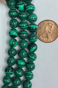 Green Malachite   8 mm round Beads    7.5 inch strand
