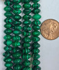 Green Malachite   5x8 mm Abacus  Beads    8 inch strand