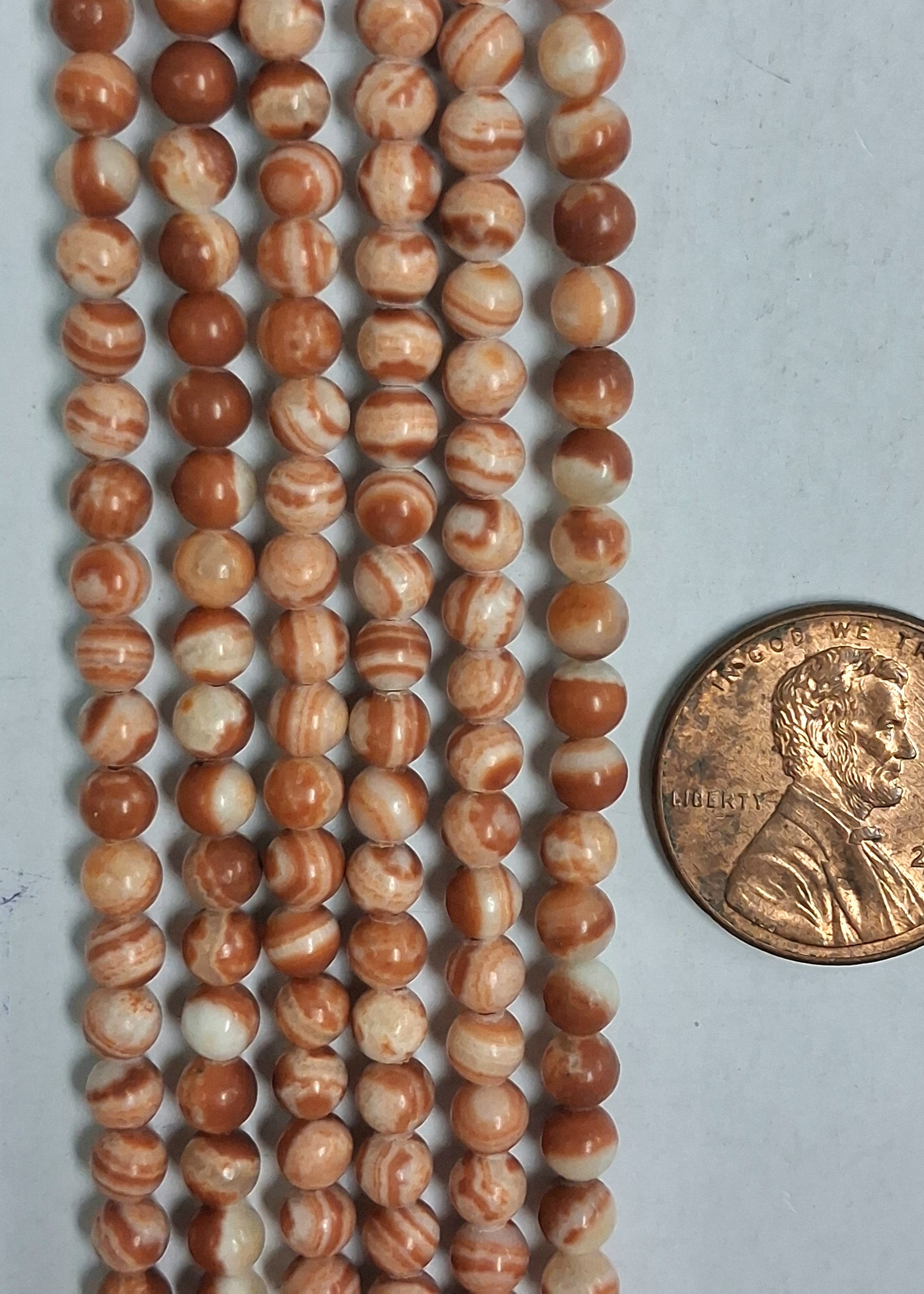 Red Malachite  4mm round beads    8 inch strand