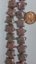 Rhodonite   Stars 15 mm    8 inch strand