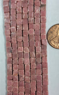 Rhodonite   Cube beads 4x4  mm    8 inch strand
