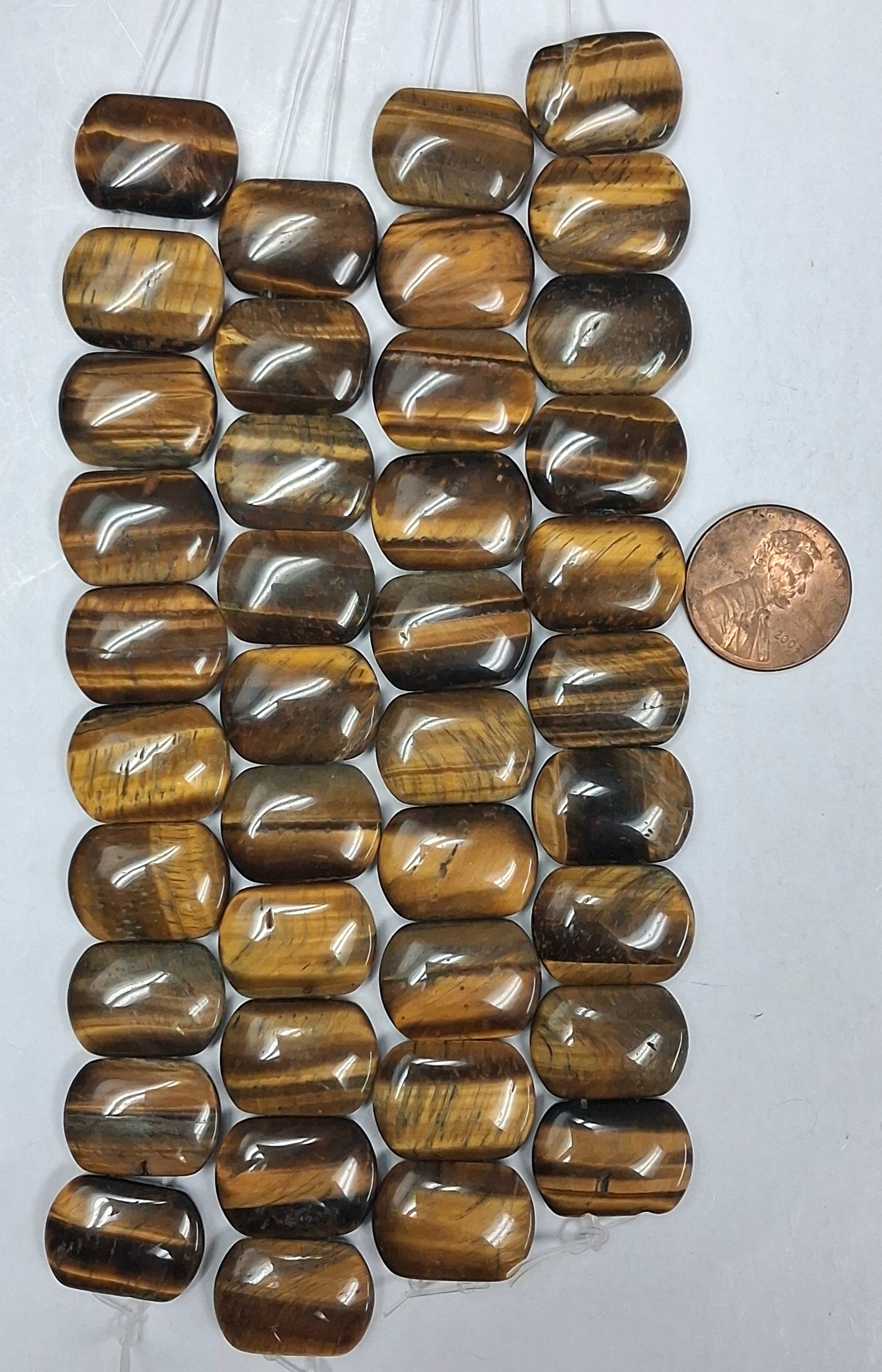 Tiger Eye   Double Drilled Oval 13x18mm  10 pcs