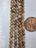 Picture Jasper   4mm round beads    8 inch strand